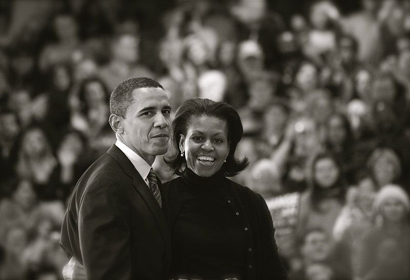 Michelle and Barak Obama in 2008. 