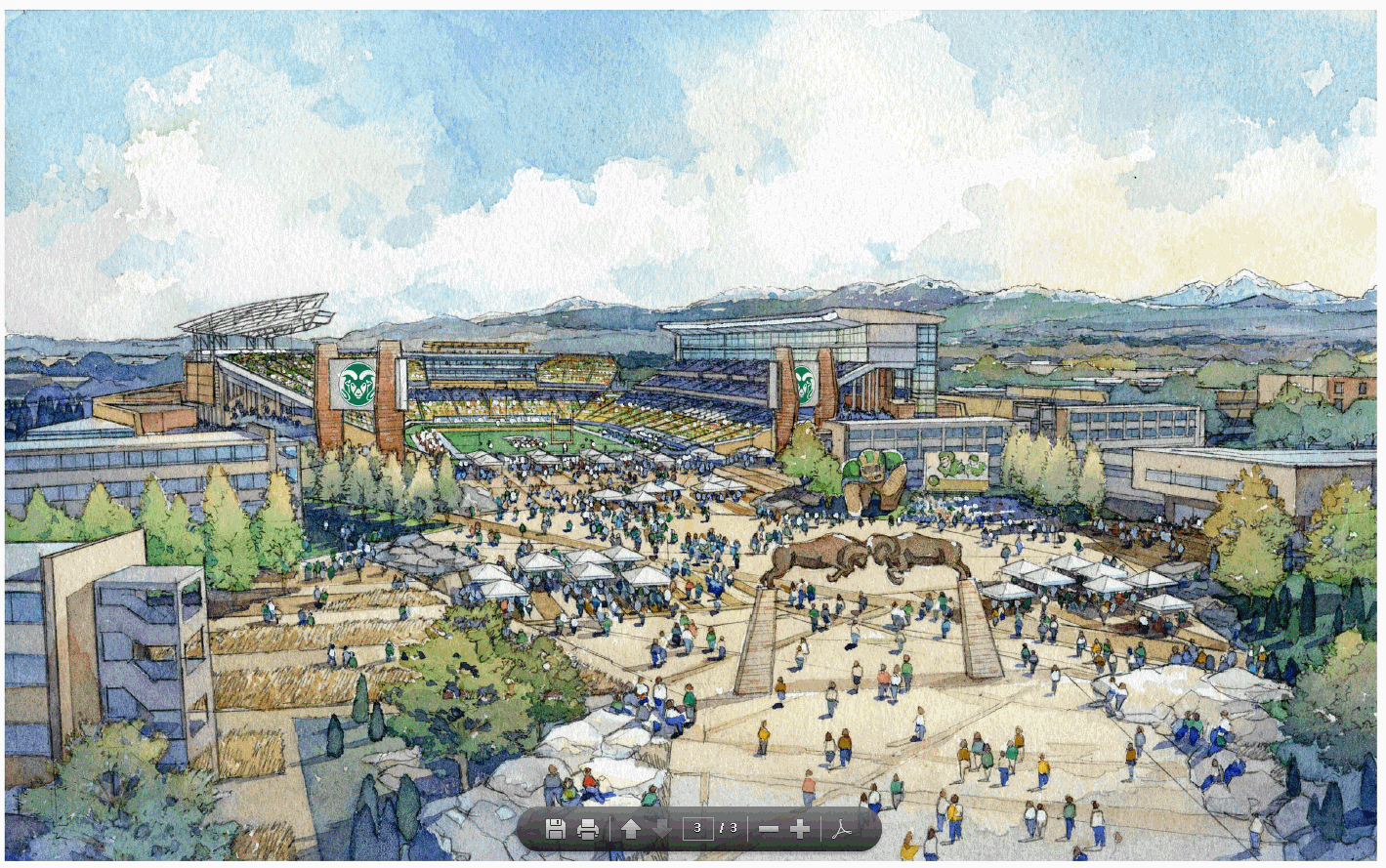 An artist's rendering of what an on-campus stadium could look like. The architecture firm Populous has been hires by CSU to help design a potential stadium.