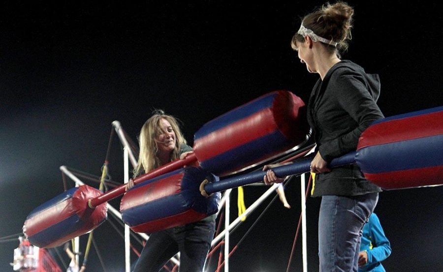 Junior FSHN major Laurel Bennett and graduate school employee Anna Jackman partake in carnival activities at the Ram Welcome Carnival Thursday night. Freshmen especially were encouraged to attend in order to participate in games, rides, and to experience the free live music and food.