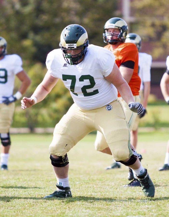 CSU freshman Kevin O'Brien runs drills during practice Aug. 15 on the intramural fields. O'Brien walked-on to the team after transferring from a small school in Texas.