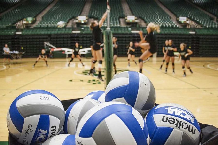 The CSU volleyball team practices in Moby Wednesday Aug. 16 in preparation for the upcoming season. The Rams enter the 2012 season ranked No. 25 in the AVCA preseason poll.