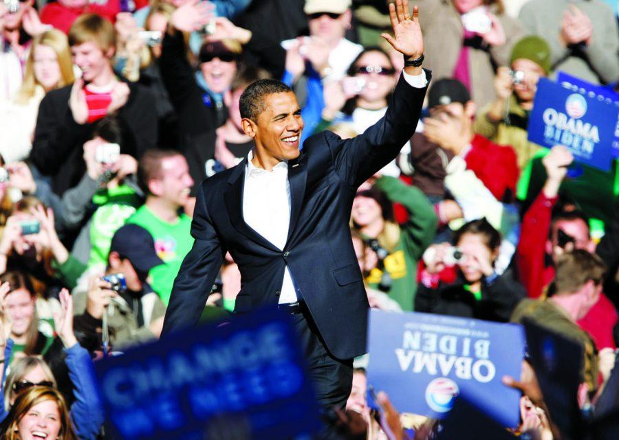 President Barack Obama greets the 45,000-50,000 gathered supporters on the Oval when he visited Colorado State on Oct. 26, 2008. Obama is scheduled to revisit CSU again next Tuesday, Aug. 28.