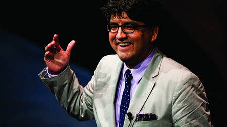 Sherman Alexie, writer and co-producer for the movie Smoke Signals, talks at the annual Diversity Symposium in the Lory Student Center Tuesday night. Over 40 different session spread over three days will make up this years Symposium.