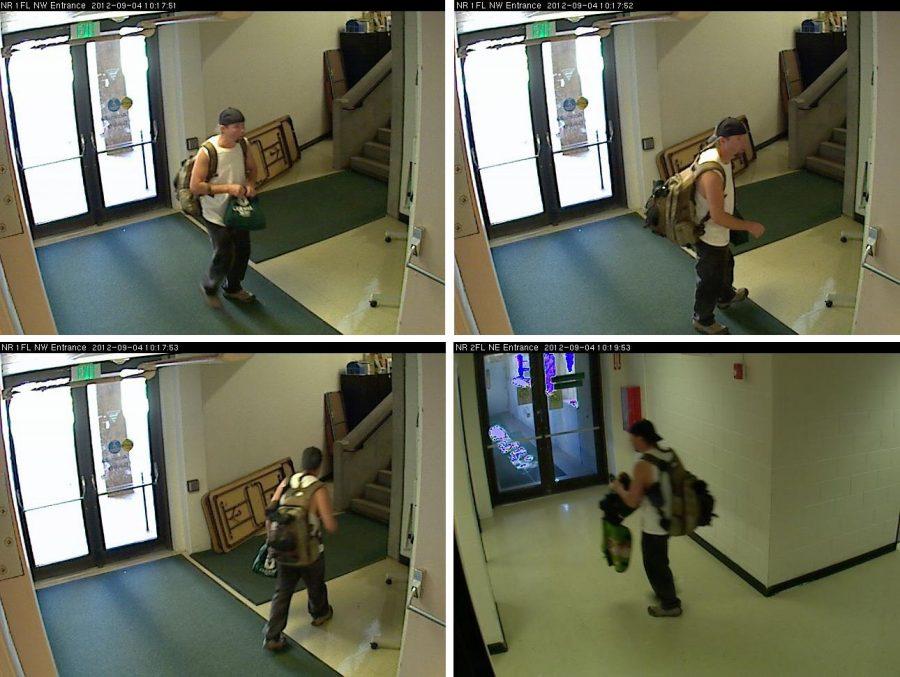 CSU Police Department is searching for more information on the suspect pictured above, believed to be responsible for the increase in thefts on campus.