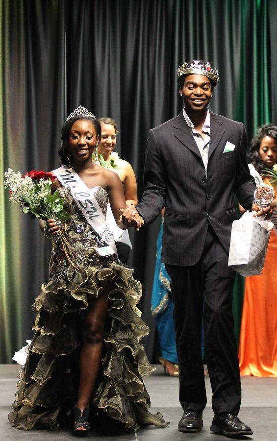 Junior Shannon Patilla and sophomore Sesugh Tor-Agbidye are crowned Mr. and Ms. CSU at the BAACC 2012 Mr. and Ms. Homecoming Royalty Pageant on Sunday. The pageant has been a long standing tradition with the BAACC and this year they had Dr. Trudi Morison who was Homecoming Queen in 1970 as special guest.
