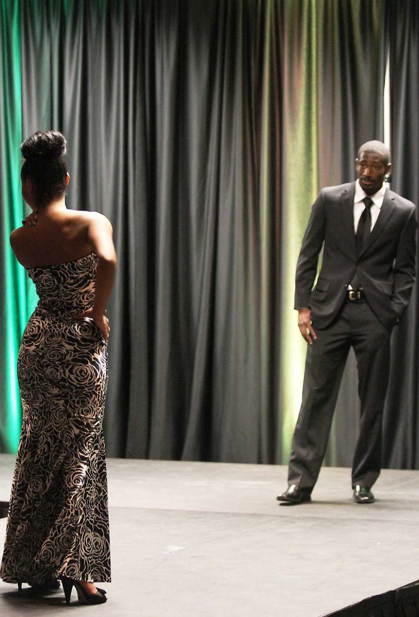 Sophomore Aujanay Domingo shows off her elegance during the formal wear segment of the BAACC 2012 Mr. and Ms. Homecoming Royalty Pageant. Sesugh Tor-Agbidye and Shannon Patilla were crowned Mr. and Ms. CSU on Sunday.