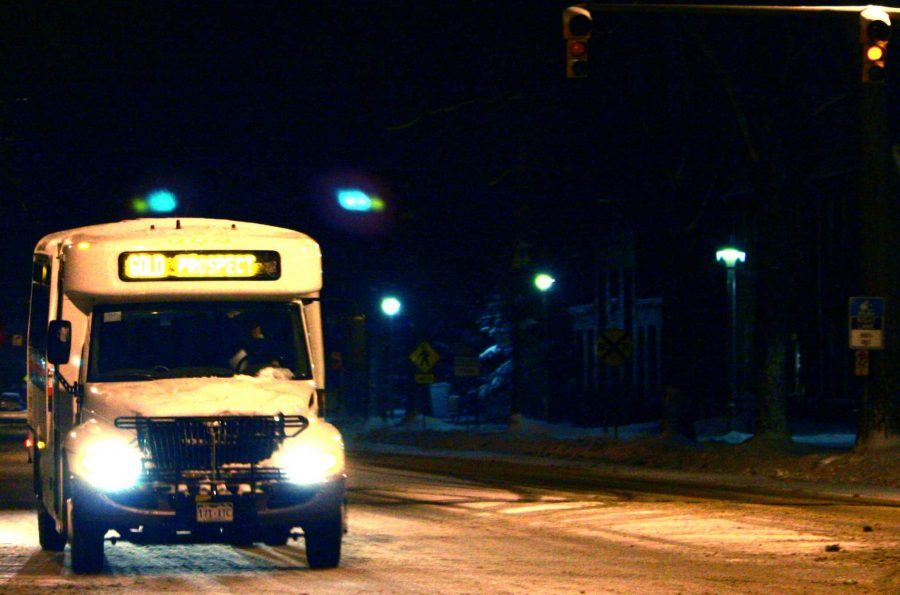 The Late Night Bus makes its way to one of the several bus stops around Fort Collins during a snowy night last year. The Late Night bus systems has proven to been difficult to sustain.