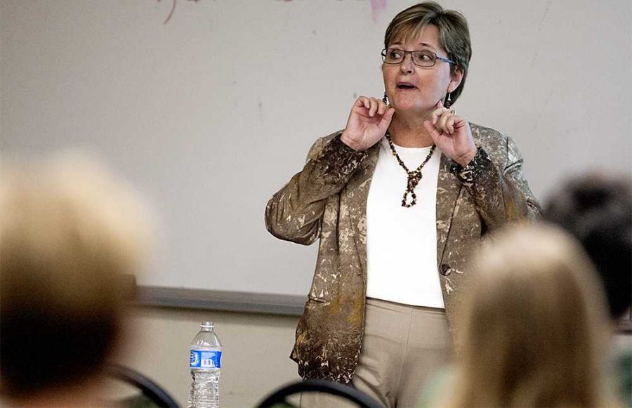 Army Ret. Maj. Gen. Carla Bowland, M.D., a College of Natural Sciences alumna from Colorado State University, shared her experiences in Army Medicine in the Lory Student Center Thursday afternoon.