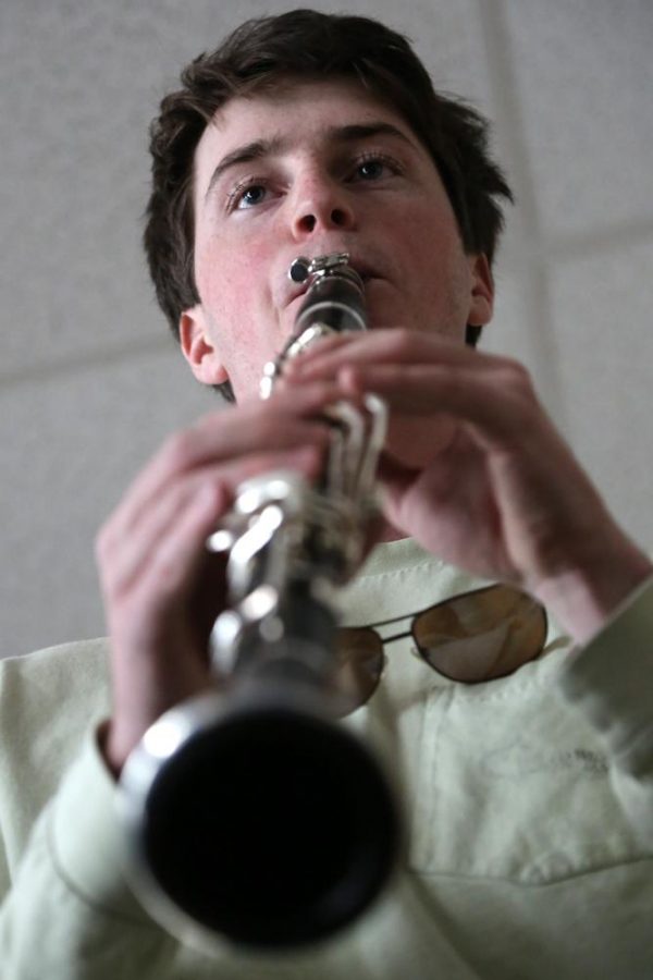 Junior music major Sean OConnor practices at the University Center for the Arts Monday afternoon. Oconnor, who plays in the Colorado State Wind Ensemble, practices at the UCA on a daily basis along with taking private lessons to prepare for performances.