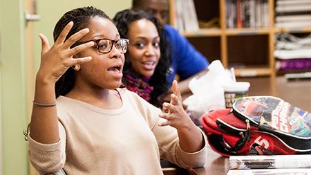 Makeda Hop-Crichlow discusses her standpoint on interracial dating at Real Talk in the Black/African American Cultural Center. The talk was a round-circle discussion on thoughts and viewpoints of interracial dating.