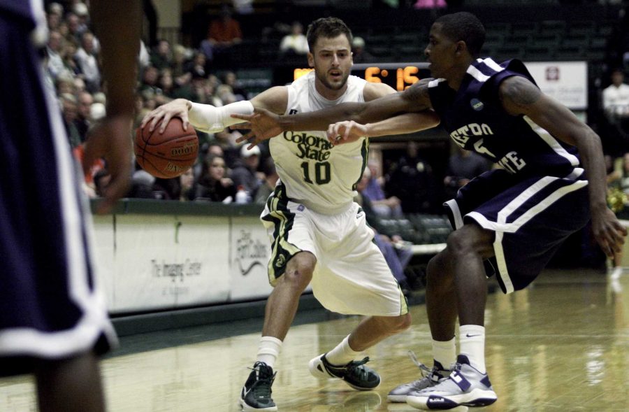 CSU guard Wes Eikmeier drives to the basket during the first half of an exhibition game against Metro State at Moby Arena Sunday. The Rams won easily 87-67 in a tune up for the season opener on Nov. 9 against Montana.