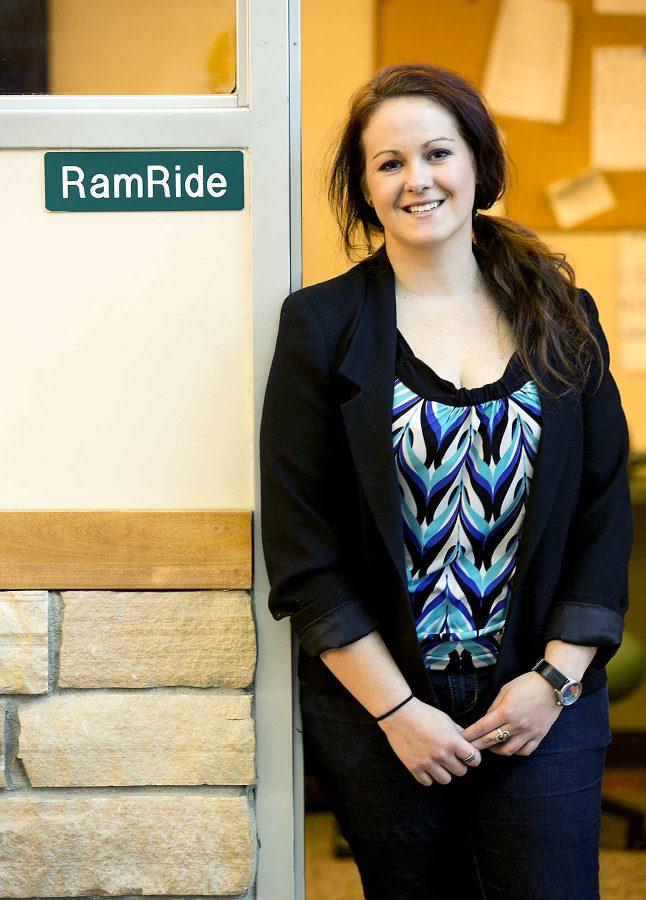 Newly appointed RamRide Director Chelsey Green stands outside of the the programs office Sunday afternoon. One of Greens plans for RamRide is to impliment a new dispatch system which will in turn decrease wait times for users.