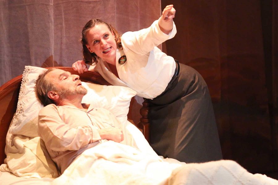 Mariela played by Kate Austin-Groan yells at her husband Jose played by Rich Hicks during Mariela In the Desert at Bas Bleu in Old Town Fort Collins. The play, which had a soft opening for students and educators last night, opens this evening at 7:30pm.
