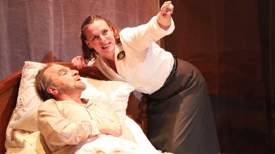 Mariela played by Kate Austin-Groan yells at her husband Jose played by Rich Hicks during Mariela In the Desert at Bas Bleu in Old Town Fort Collins. The play, which had a soft opening for students and educators last night, opens this evening at 7:30pm.