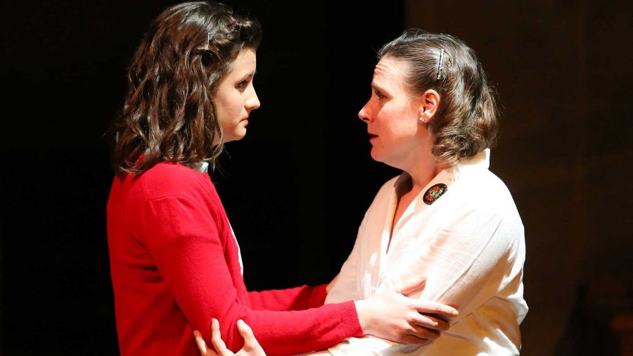 Blana (left) played by Ali Scordato consoles her mother Mariela (right) played by Kate Austin-Groan in Mariela In the Desert at Bas Bleu in Old Town Fort Collins. The play, which had a soft opening for students and educators last night, opens this evening at 7:30pm.