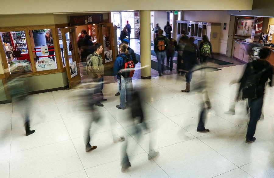 Students pass through the Lory Student Center in between classes Monday Afternoon. Although construction is currently going on throughout the LSC, students still have full access to the space for food, studying or just passing through.