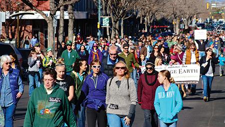 Hundreds of Fort Collins community members marched from Old Town Square to the LSC plaza in celebration of Martin Luther King Jr. and to advocate for human rights. Particpants of the march wore 