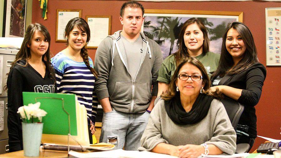Students (from left: Danita Ordaz, Sandra Camillo, Jose Gomez and Edith Gonzales) going on the Somos Rams Leadership Retreat in Estes Park stand behind the retreat coordinators (from left: Guadalupe Salazar, Ph.D. and Brandy Salazar) in the El Centro Office in the LSC Thursday afternoon. Students going on the retreat will participate in both physical and intellectual activities.