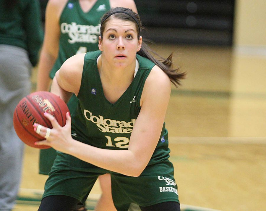 Junior forward Sam Martin prepares to attack the defense in the triple threat position. Martin became only the sixth CSU player to surpass 1,000 points and 500 rebounds in her junior season Wednesday.