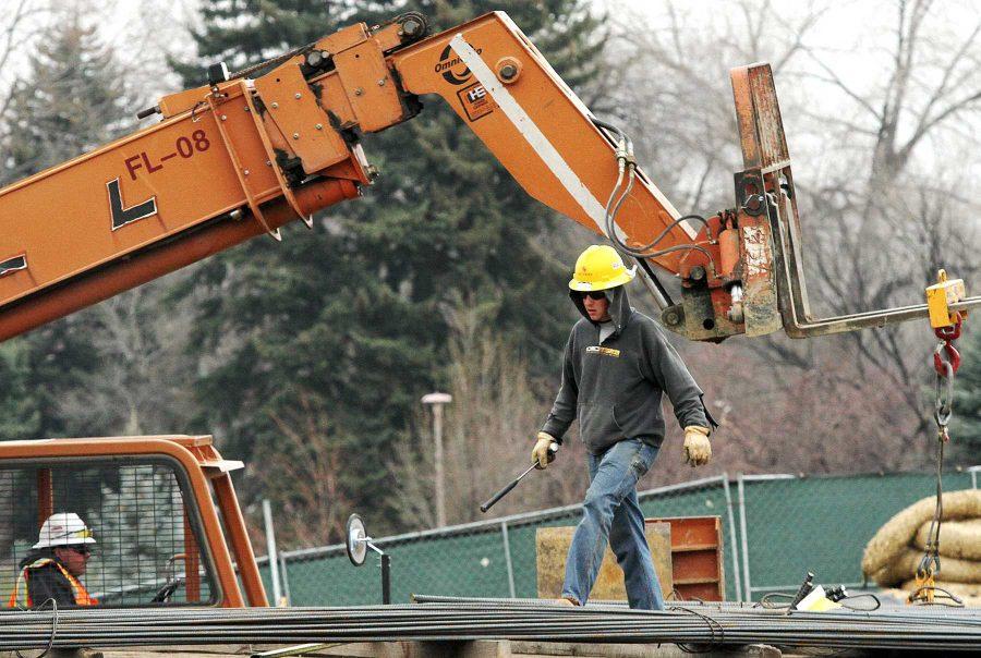 Construction workers lay down the groundworks for building on to the LSC for the renovation. The construction on the LSC is due to be done for the Fall 2014.