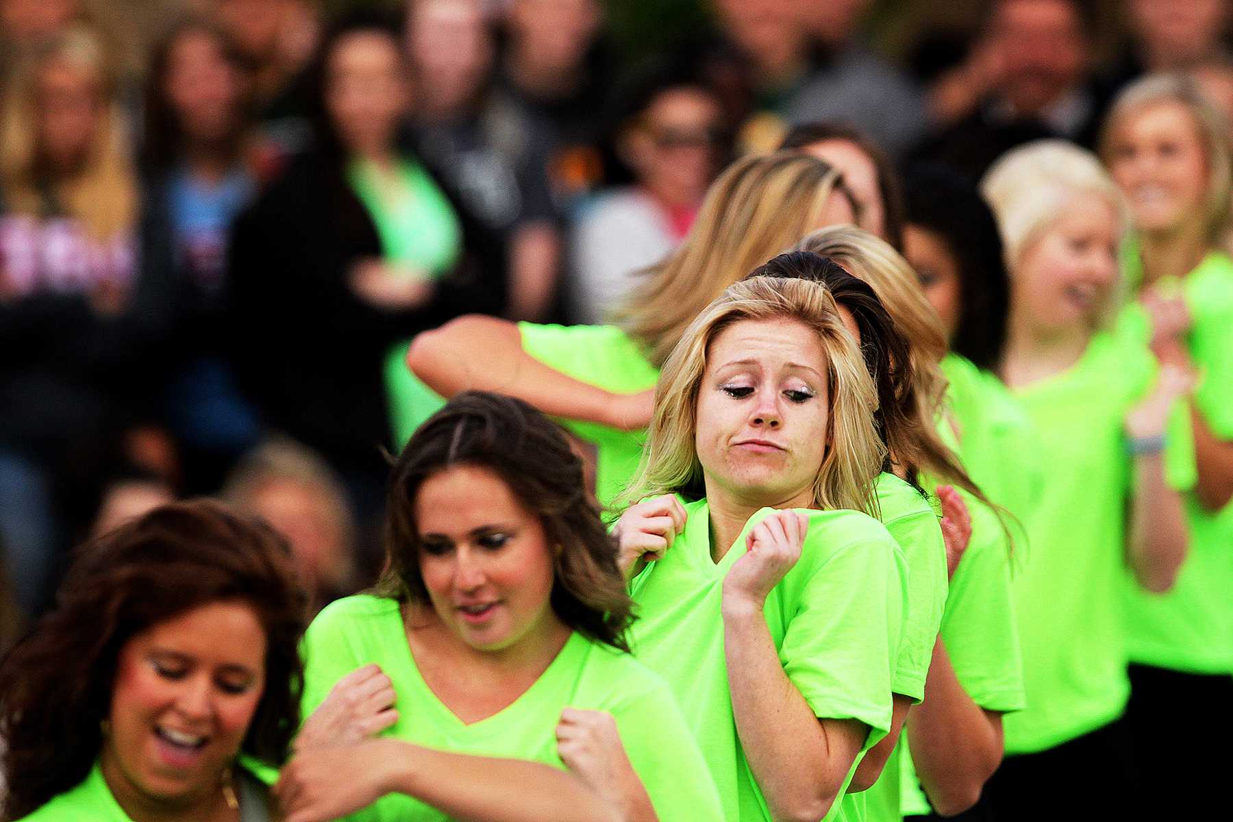 Kaylarae Griffith from Zeta Tau Alpha dances at the Stroll during Greek Week on the Plaza last year. This year's Disney themed week will feature a "Polar Bear Plundge".