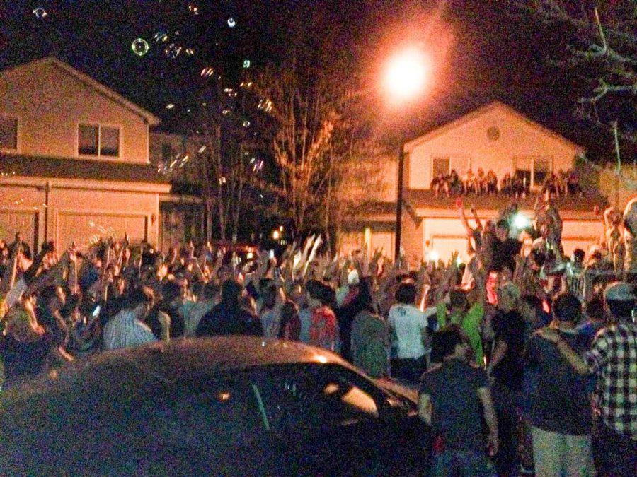 Hundreds of people attended a block party that lead to tear gas being thrown into the crowd after party goers started throwing glass beer bottles at officers.