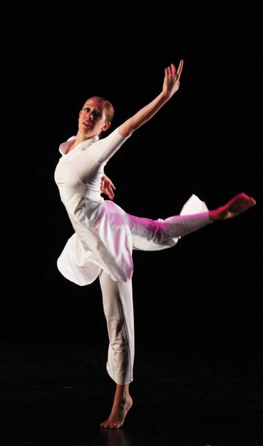 Lauren Elster dances at rehearsal for the UCAs Spring Dance Concert. Currently in Colorado there is no endorsement for teaching dance in public schools.