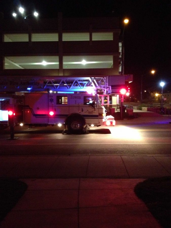 Fire on campus in Physiology building during CSU undie run