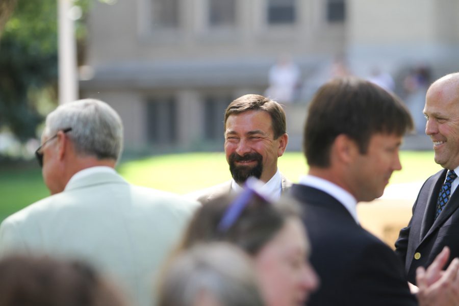 Tony Frank presents his Fall Address to faculty and students in the Oval Wednesday Afternoon. This was Frank's 14th address at CSU.