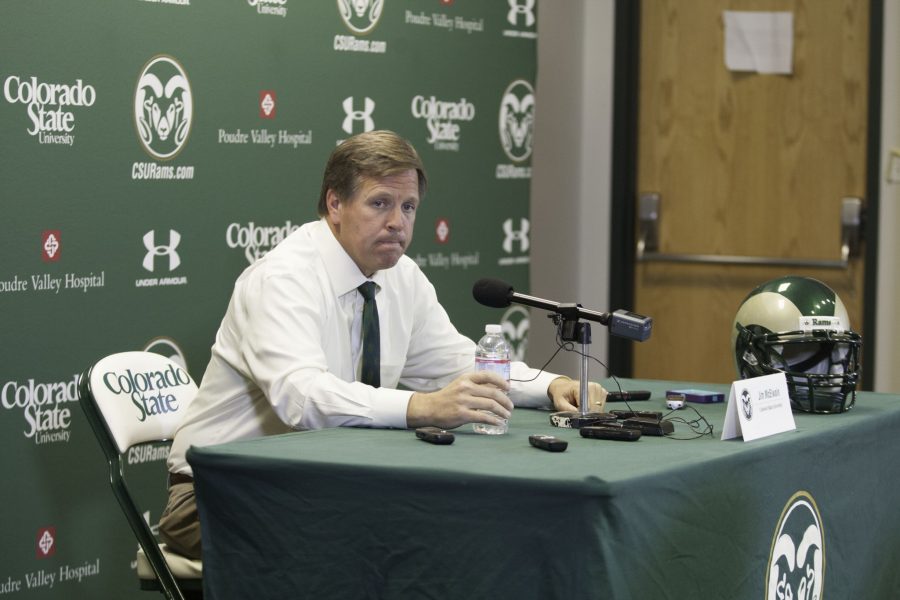 Football head coach Jim McElwain at his weekly press conference yesterday in Moby Arena. McElwain stressed that the determining factor from play Alabama will be seen in this weekend's game vs. UTEP.