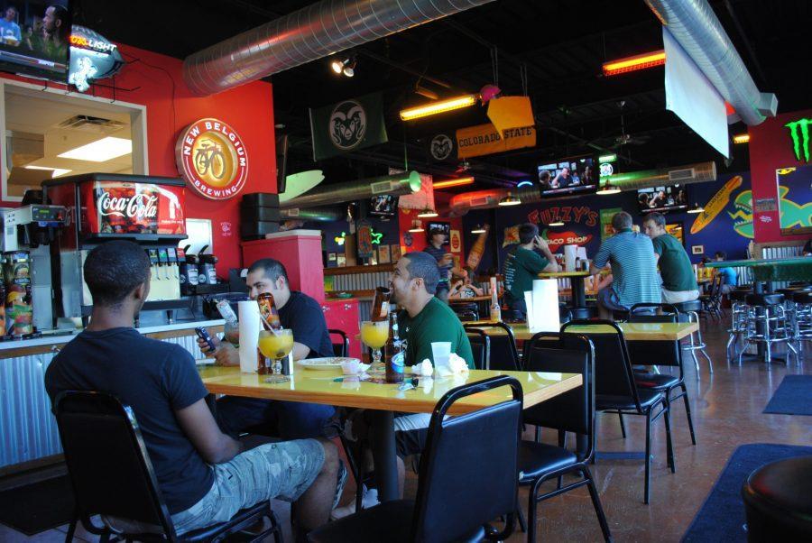 CSU fans gather at Fuzzy's Taco Shop to watch the CSU v. Alabama game on Sept. 21, 2013.
