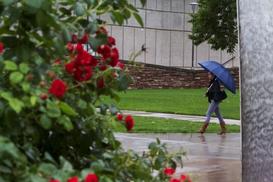 Students sported umbrellas of all shapes and sizes Thursday afternoon to combat the rain.