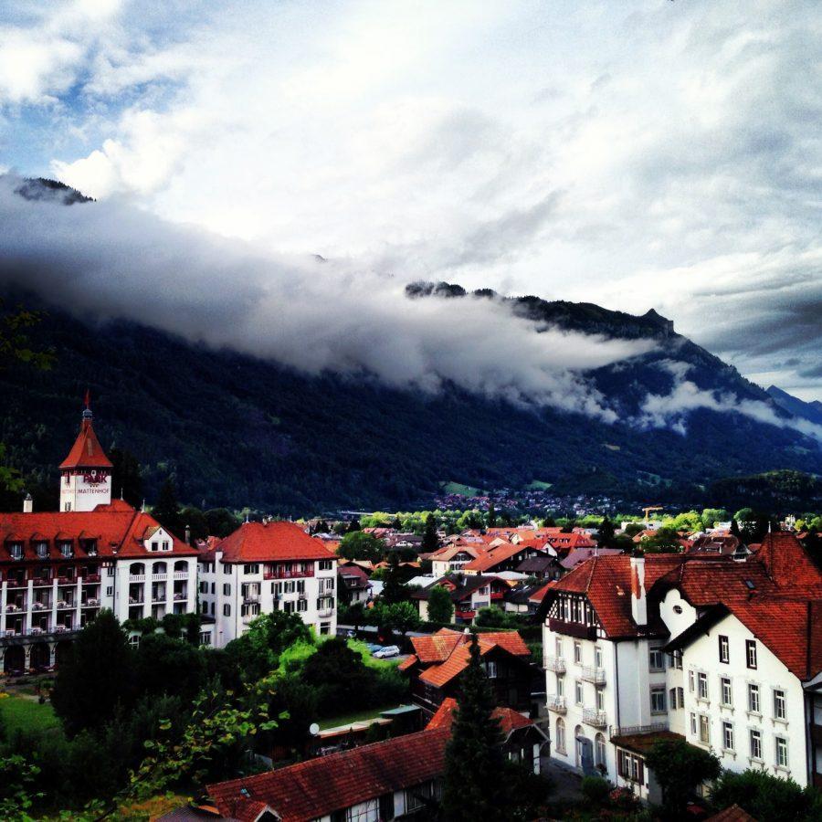 Overlooking Interlaken, Switzerland and our hostel in the tower building to the left. (Photo by Lauren Klamm)