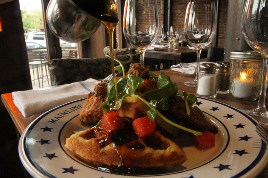 Chef Eric Chiappetta's serves up tastey and comforting buttermilk fried chicken n' waffles complete with a watercress watermelon salad and homemade Breckenridge whiskey syrup.