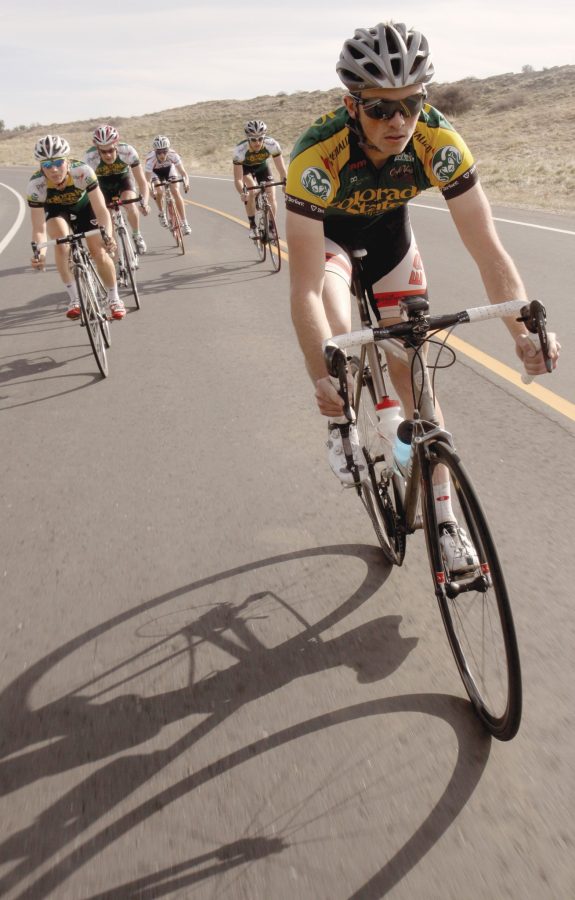 CSU cyclists race around Horsetooth Resevoir in March of 2012. The CSU club cycling team is going to nationals this year.