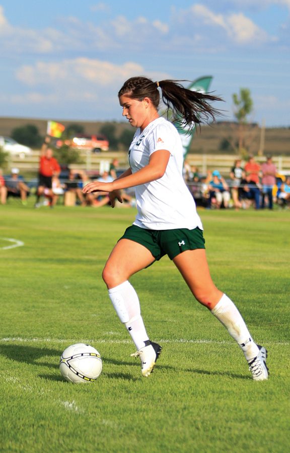 Sophomore forward Erika Bratschun moves the ball upfield during a match against Grand Canyon. The Rams are gearing up for two upcoming matches versus Utah State and Boise State.