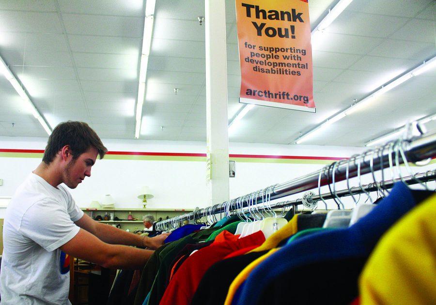 Sophomore Zoology major Daniel Gentile shops at Arc Thrift Shop off of College Ave. Many students enjoy shopping at one of the many thrift stores around Fort Collins.