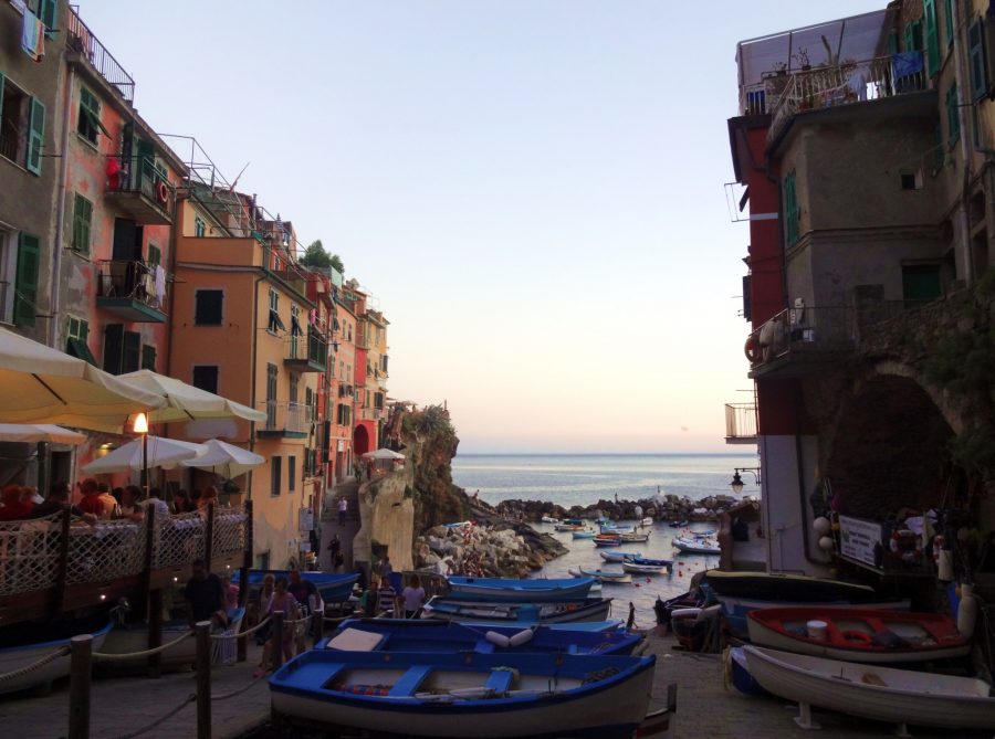 Looking down at the cove in RIomaggiore, Italy. 