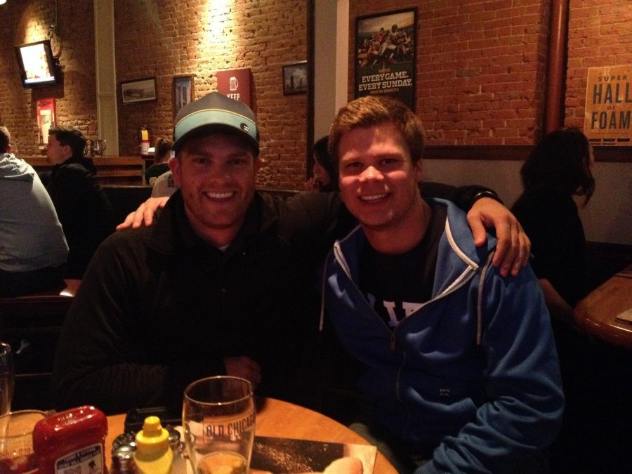 Brothers Ryan and Kyle Brunk enjoy a beer at Old Chicago.