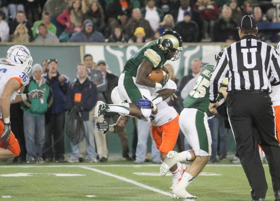 The Rams lose to Boise State 30-42 Saturday night at Hughes Stadium. Saturday night's game was the only game of the season to start at 6pm.