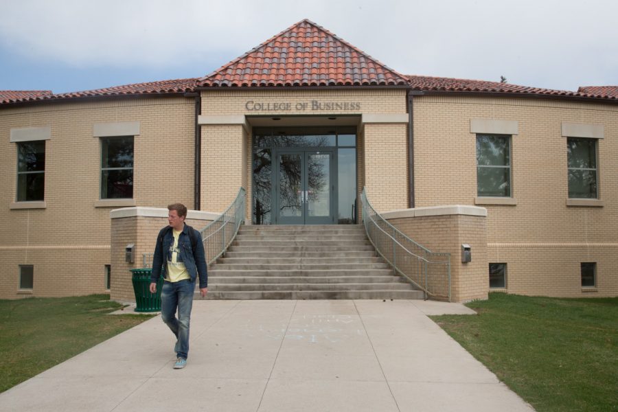 International business foreign exchange student Thomas Vromen leaves The College of Business Rockwell Hall. The Colorado State business school is ranked one of the top in the United States.