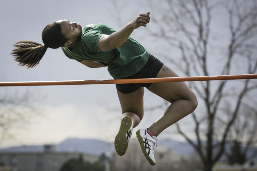 Senior high jumper Ashley Reid practices on Tuesday.  The Jack Christiansen's Invite starts in Fort Collins today.