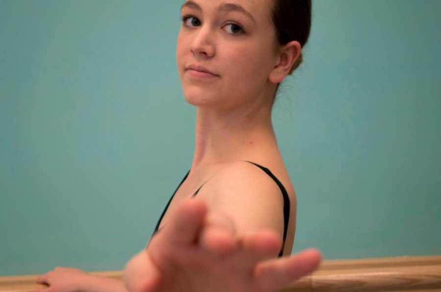 Bailey Ostdiek, senior dance major practices in the UCA. 
