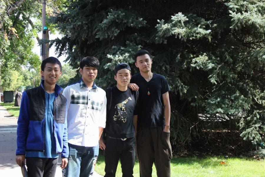 Freshmen Orsen Zhang, Michael Zhou, Andy Shi, and Walt Kong spending time on campus after the Presidents Fall Address. 