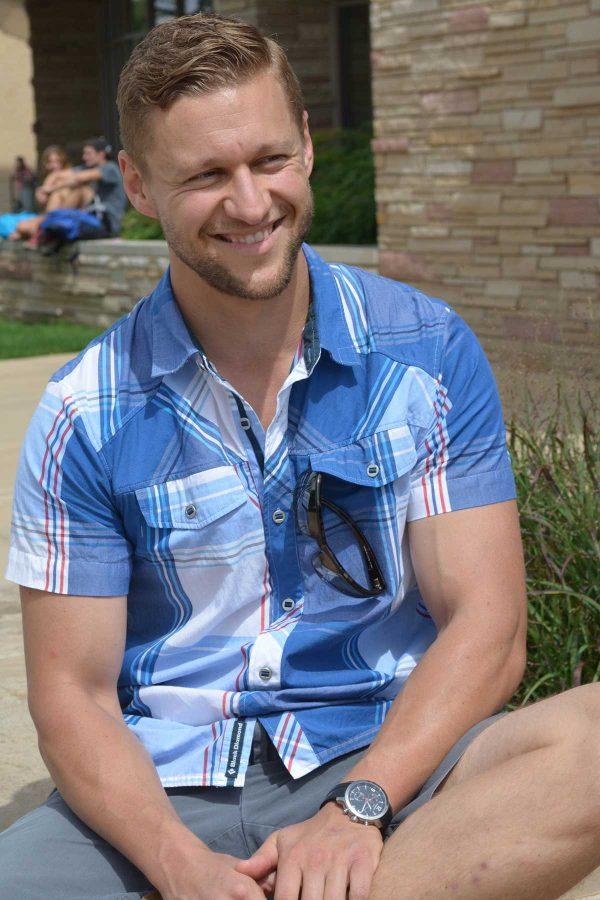 Colorado State University alumnus, Michal Kmita, expressing his passion for humanitarian development. Kmita came to campus Friday to recruit volunteers for his organization, Invictus Initiative. The organization takes a different approach to humanitarian development. (Photo Credit: Megan Fischer)