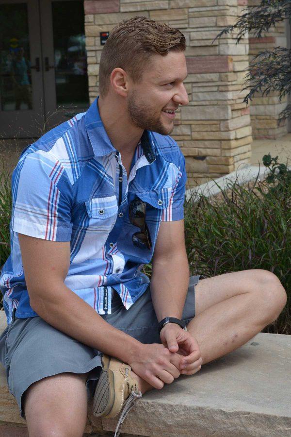 Colorado State University alumnus, Michal Kmita, expressing his passion for humanitarian development. Kmita came to campus Friday to recruit volunteers for his organization, Invictus Initiative. The organization takes a different approach to humanitarian development. (Photo Credit: Megan Fischer)