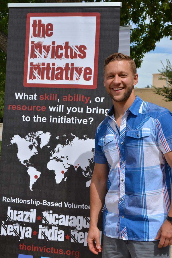 Colorado State alumnus, Michal Kmita, expressing his passion for humanitarian development. Kmita came to campus Friday to recruit volunteers for his organization, Invictus Initiative. The organization takes a different approach to humanitarian development. (Photo Credit: Megan Fischer)