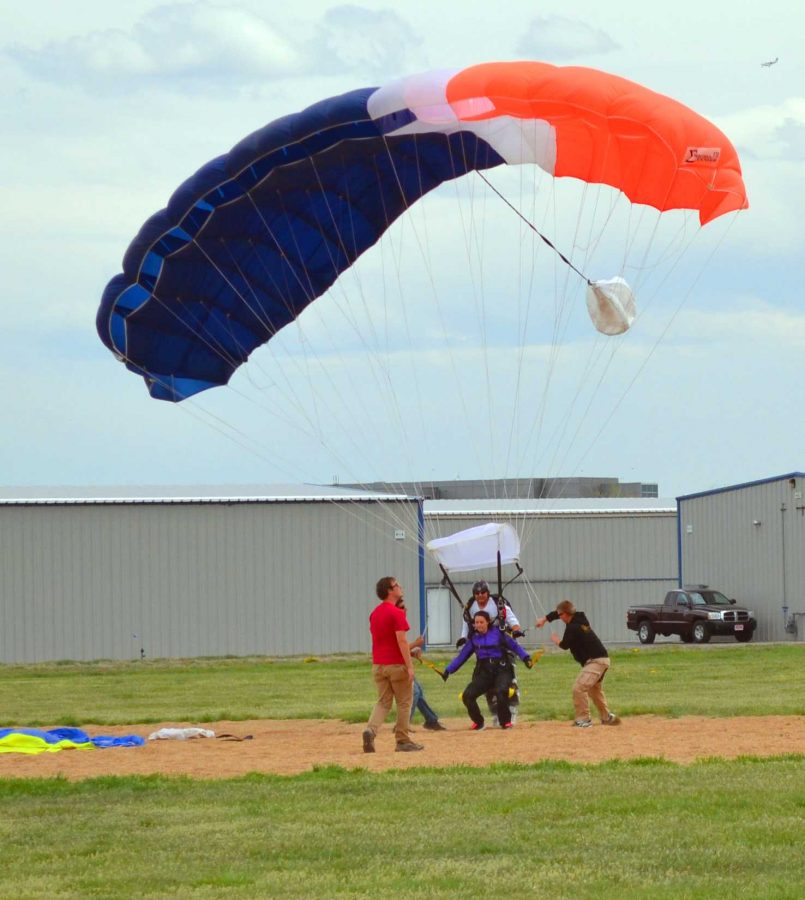 CSU senior Samantha Zehner glides in from her first skydiving experience. (Photo Courtesy of Samantha Zehner).