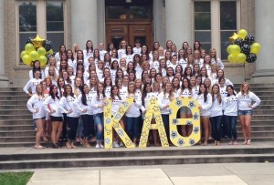The new members of Kappa Alpha Theta after receiving their bids.  