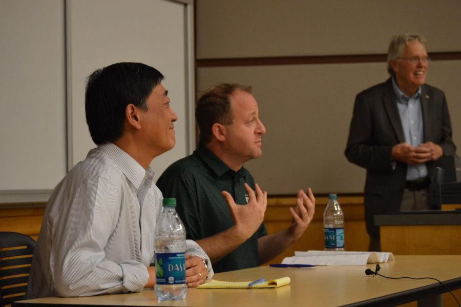 Rep. Jared Polis and George Leing debate at CSU